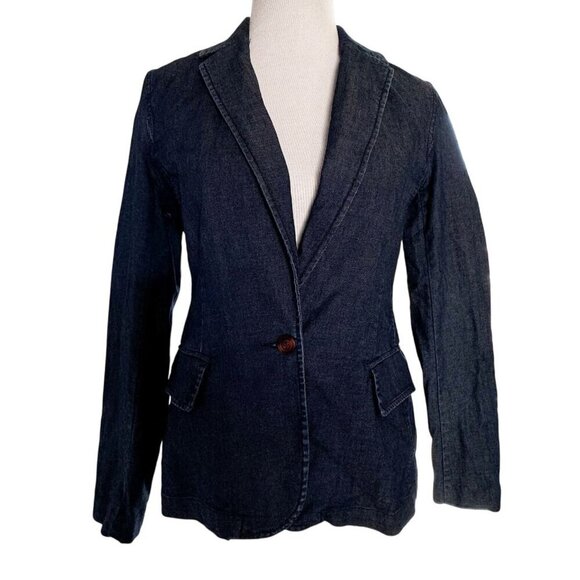 Sundance Jackets & Blazers - Sundance Women's Size 6 Blue Denim Cotton Tania Blazer Jacket One Button